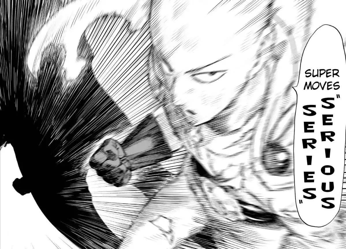 Saitama prepares a punch called Super Moves Serious Series Serious Strike...