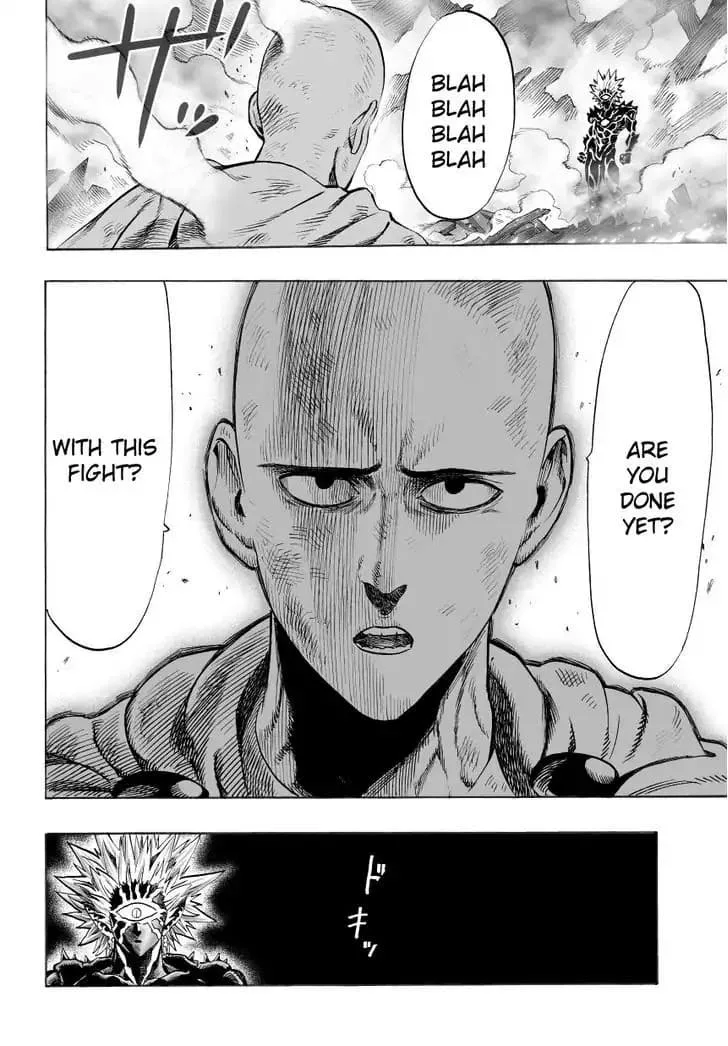 A serious Saitama asks Lord Boros if he's done with the fight, and Boros looks stunned.