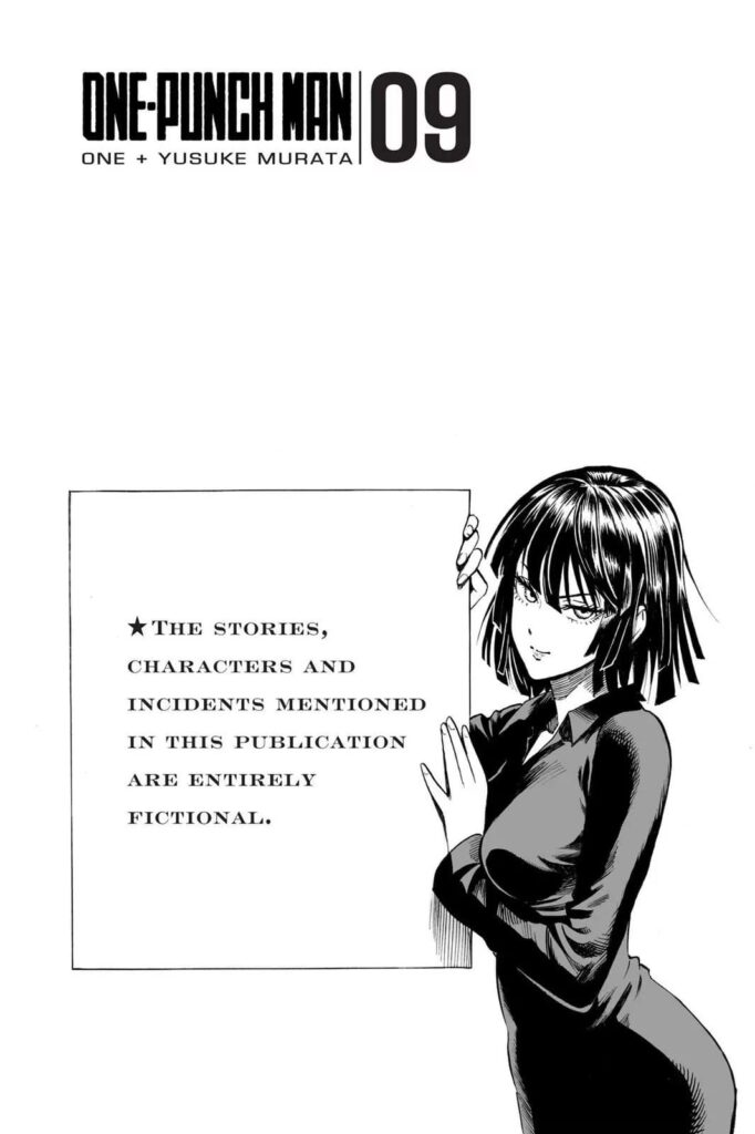 Fubuki is holding a sign that says everything here is purely fictional.