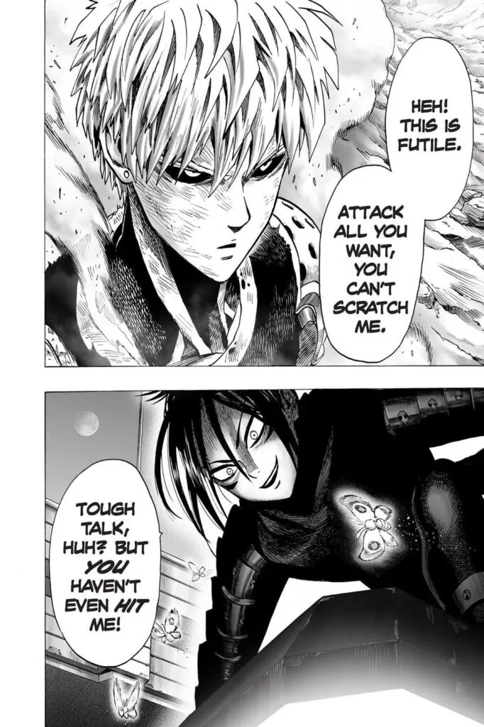 Genos' and Sonic's fight admits draw since either can damage the other.