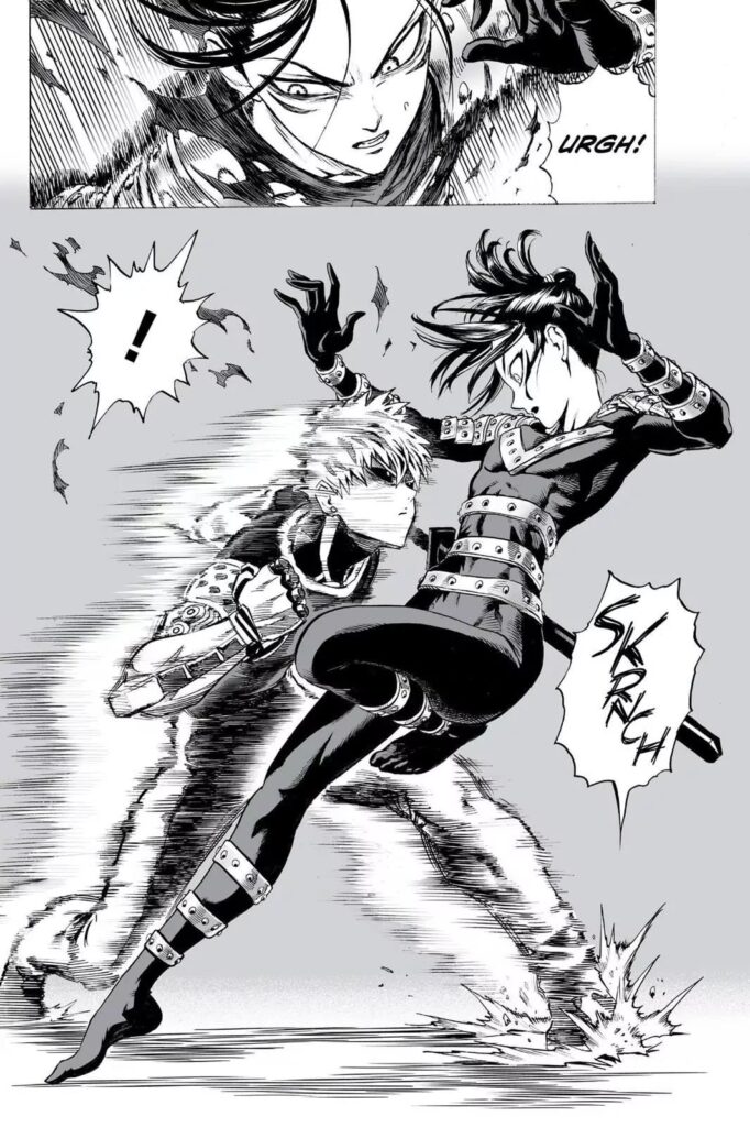 Genos gets very close to Sonic and prepares a strong punch.