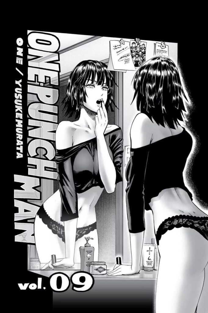 Fubuki in her sexy bikini, putting on her makeup in front of a mirror.