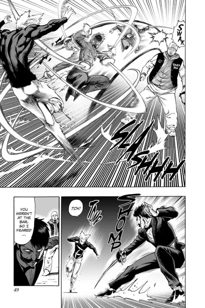 Spring Mustachio suddenly appears and attacks Garou with his sword.