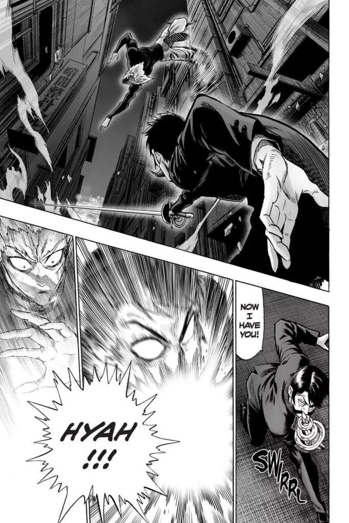 Spring Mustachio attacks Garou, who jumps midair.