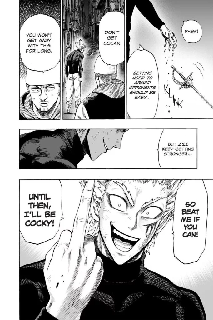 Golden Ball gets nervous, but Garou gets cocky and gives him a middle finger.