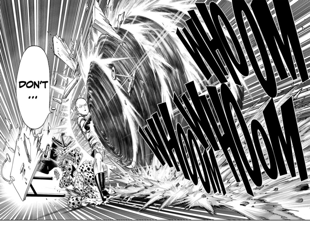 Gameberos monster attacks Judge Torajiro, but Saitama stops him before hitting the judge.