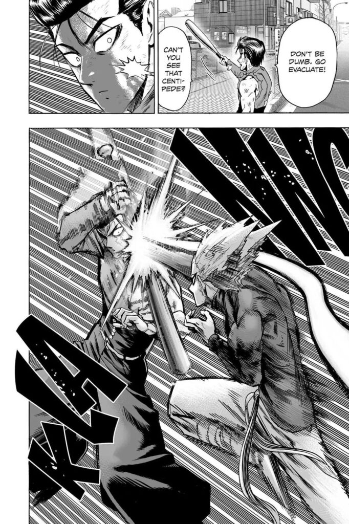 Metal Bat refuses, but Garou suddenly attacks him.