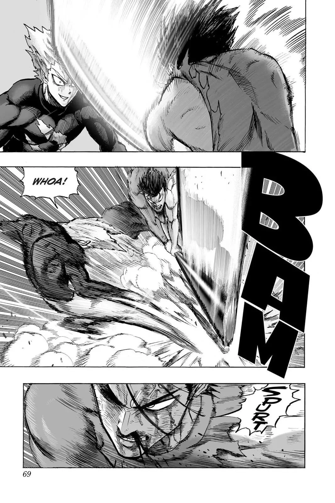 Metal bat swings his bat to Garou, who dodges it with ease.