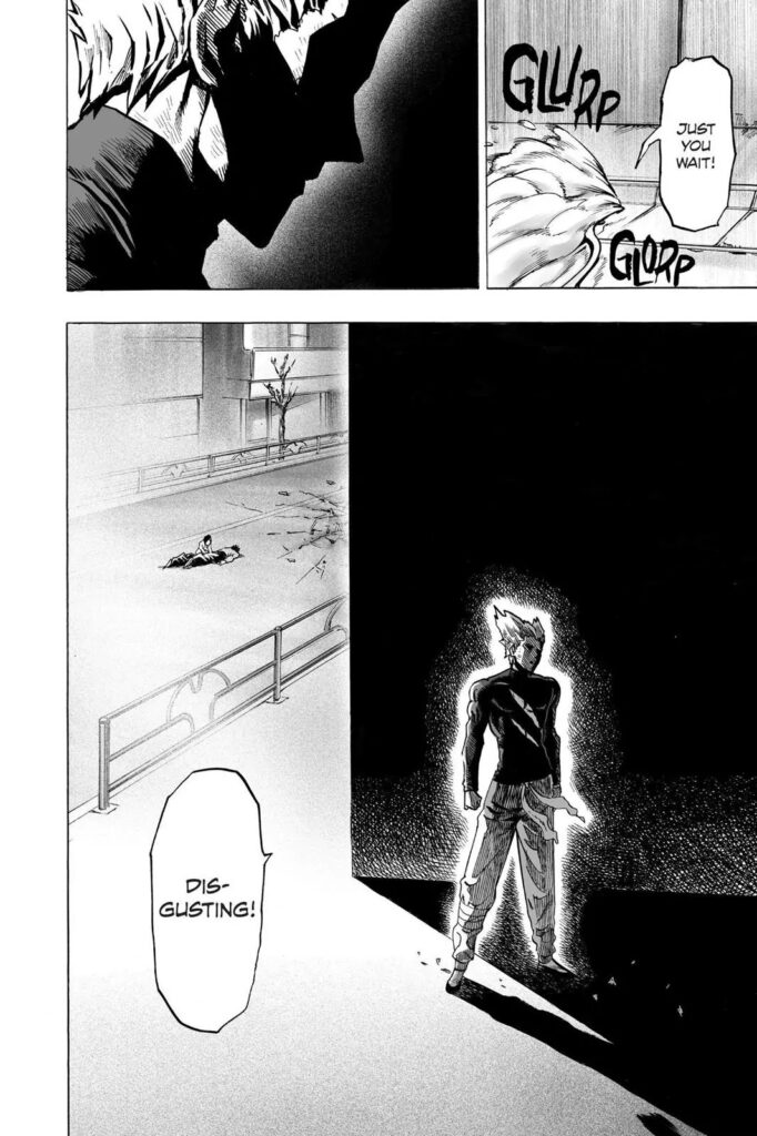 Hydro-Jellyfish also escapes to some cracks while Garou stands disgusted with the monsters.