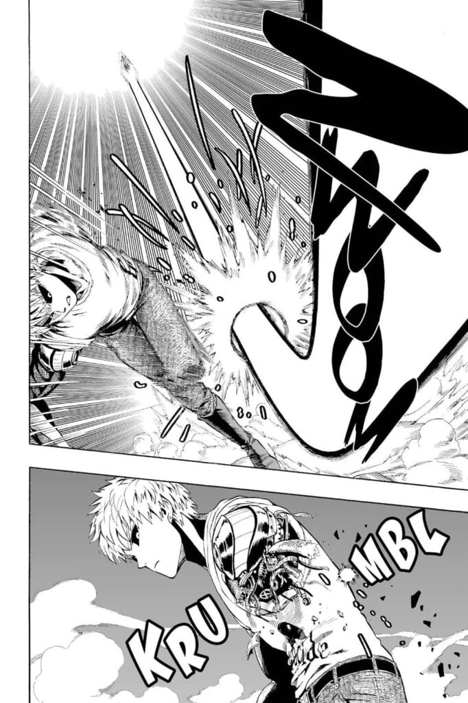 The mosquito lady attacked Genos taking out his left cyborg arm.