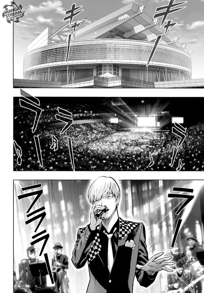 Cut to the scene, Amai Mask is having a concert in a coliseum full of people.