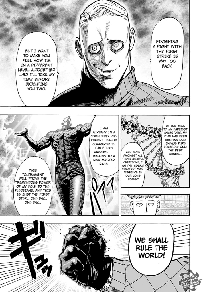 Choze informs Saitama (Charanko) about his ability and their ultimate plan of ruling the world.