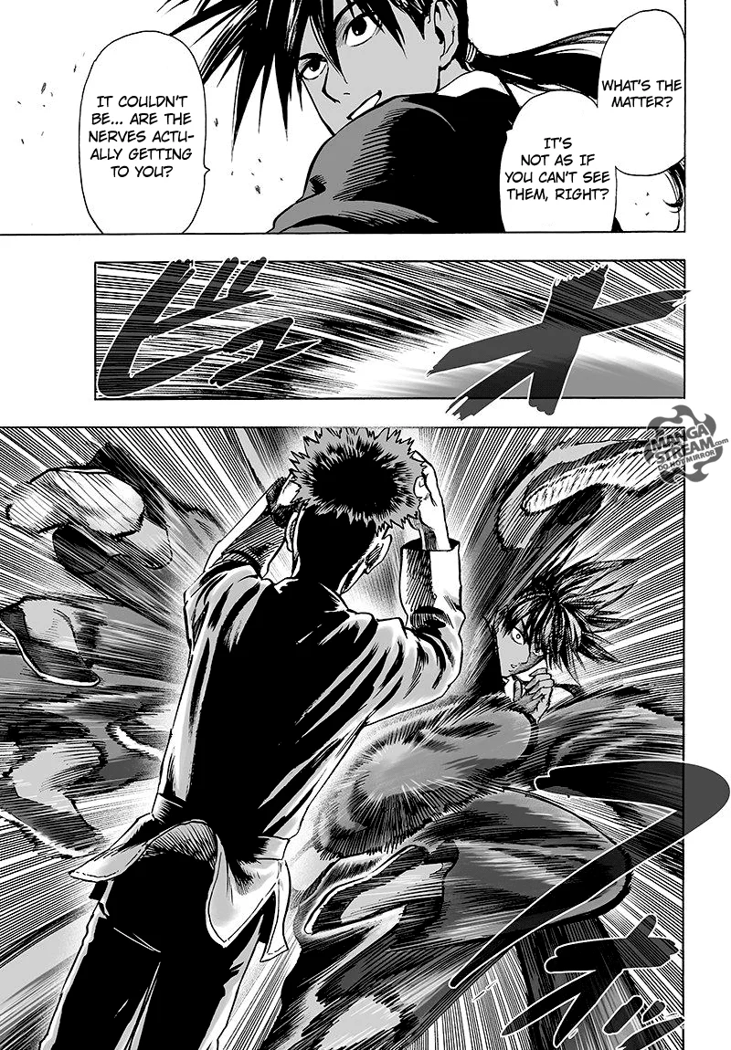 Suiryu taunts Saitama (Charanko) and attacks with more kicks while Saitama (Charanko) holds his wig.