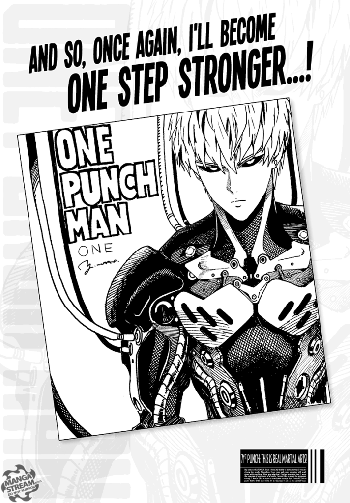 Genos with some wires connected to his new cyborg body.