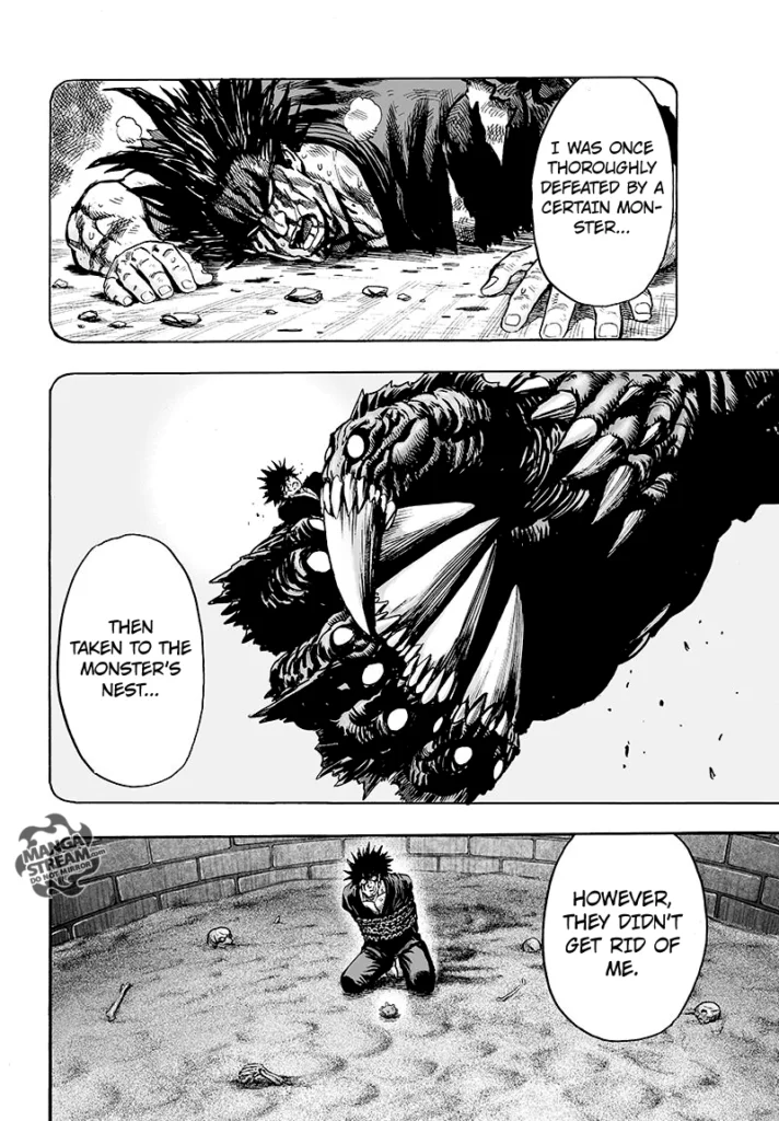 Gouketsu explained that he was taken to the monster's nest after his defeat during the challenge.