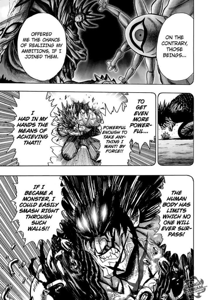 His flashback shows Gyoro-Gyoro and the Monster King and how he was given a monster cell that he ate, making him stronger.