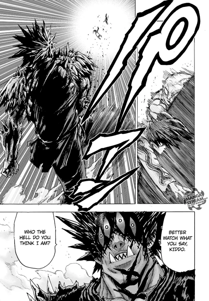 Gouketsu kicks the two heroes and sends them flying.