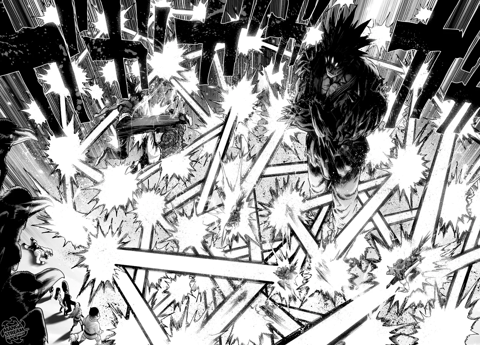 The two fighters are in a lightspeed fight everywhere, including near to where Gouketsu is standing.