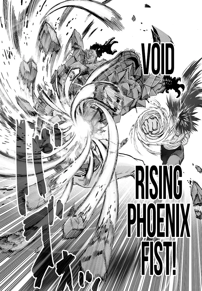 Suiryu uses another attack called "Void Rising Phoenix Fist" with rotating arms and destroys Choze's armor.