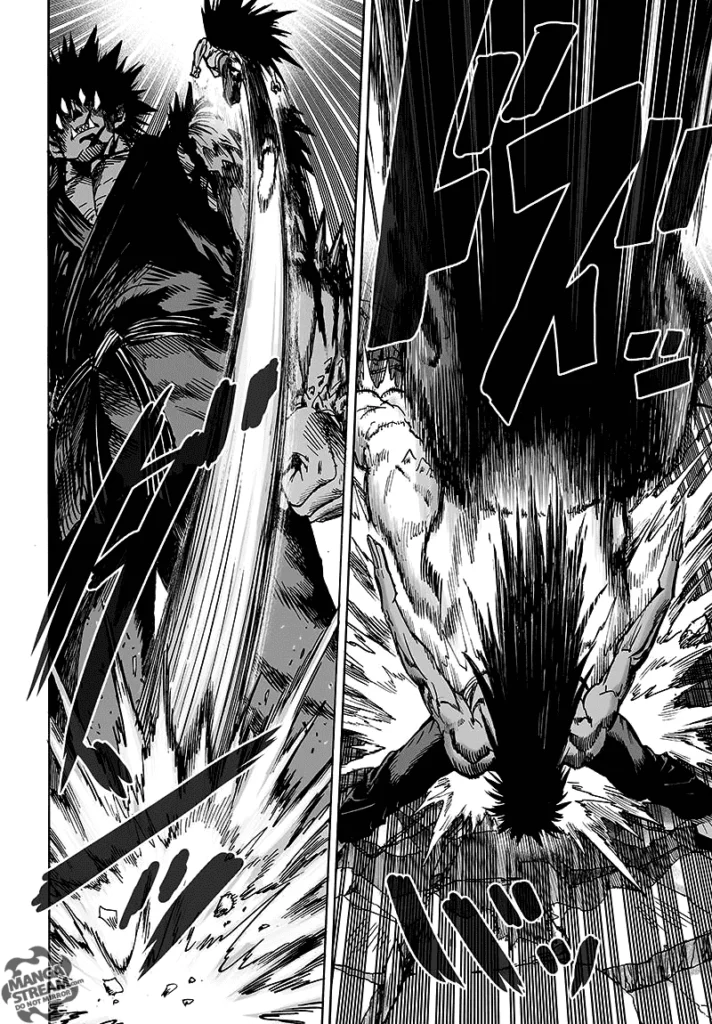 Suiryu dodges by quickly standing back up and jumping to Gouketsu for a counterattack.