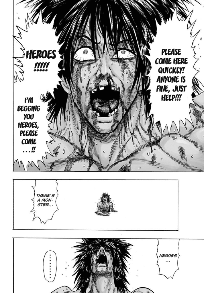 Suiryu is really desperate now as he crawls and shouts for help from the heroes.