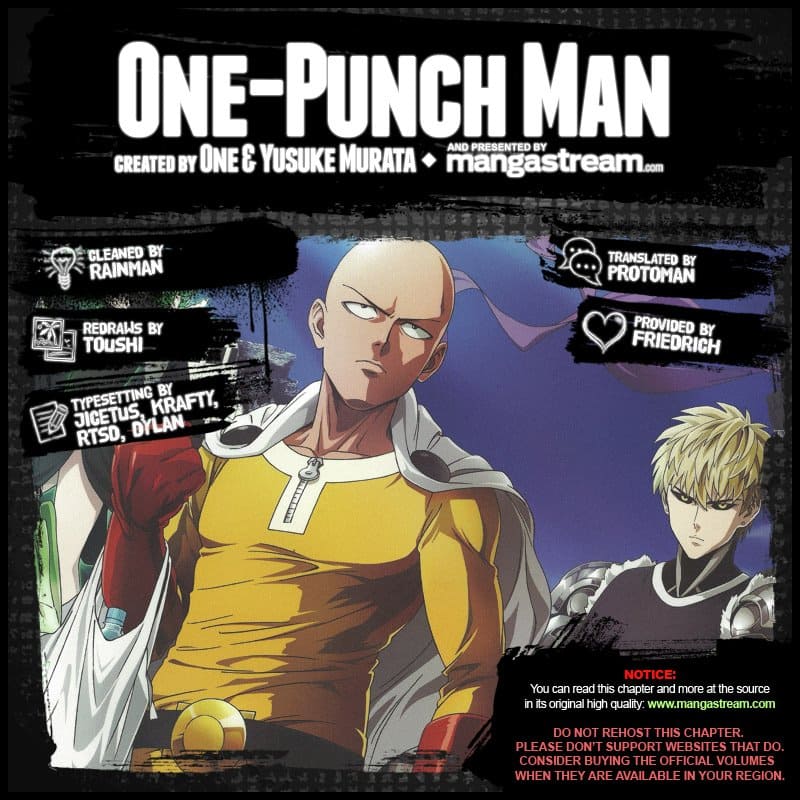 Serious Saitama and Genos on a color page.