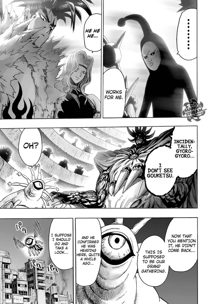 Some monsters approve of the challenge, and King Orochi notices Gouketsu's absence. Gyoro-Gyoro tries to find him.