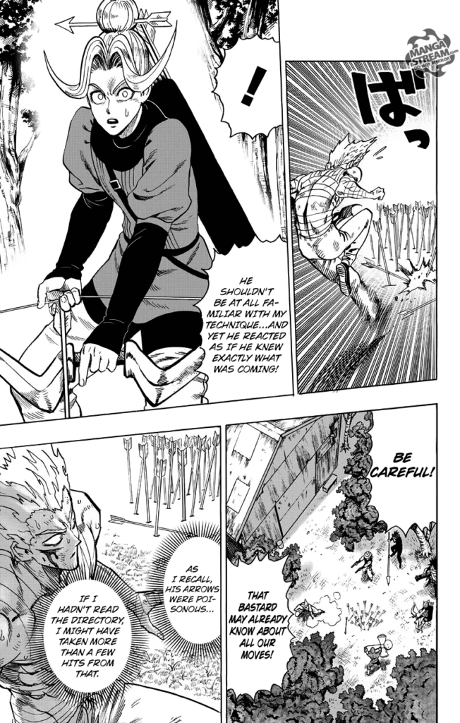 Shooter recognized that Garou was already familiar with their techniques. Garou recalls the arrows are poisonous.