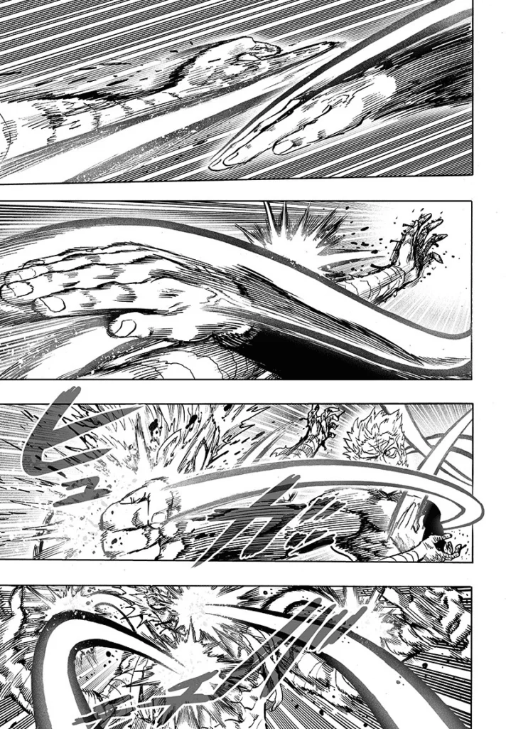 Garou gets overpowered as Bang deflects his hand and punches him in the face.