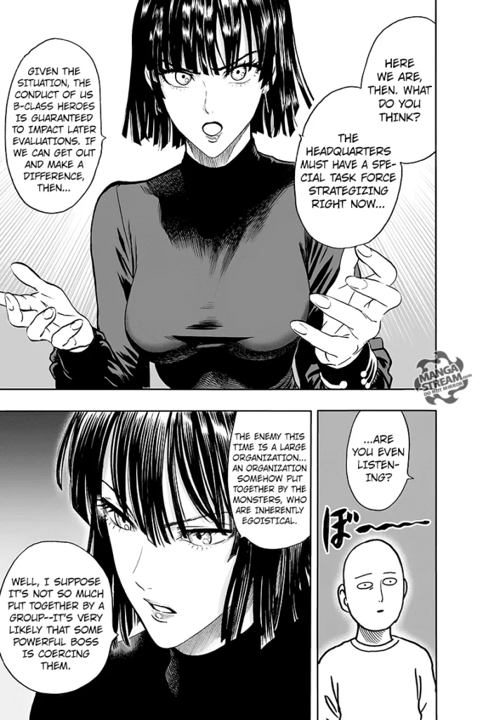 Fubuki explains the situation about the task force and strategies as well as the strength of the Monster Association.