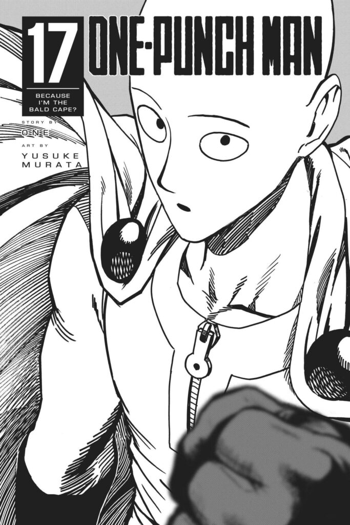 Semi-serious, Saitama is clenching his fist.