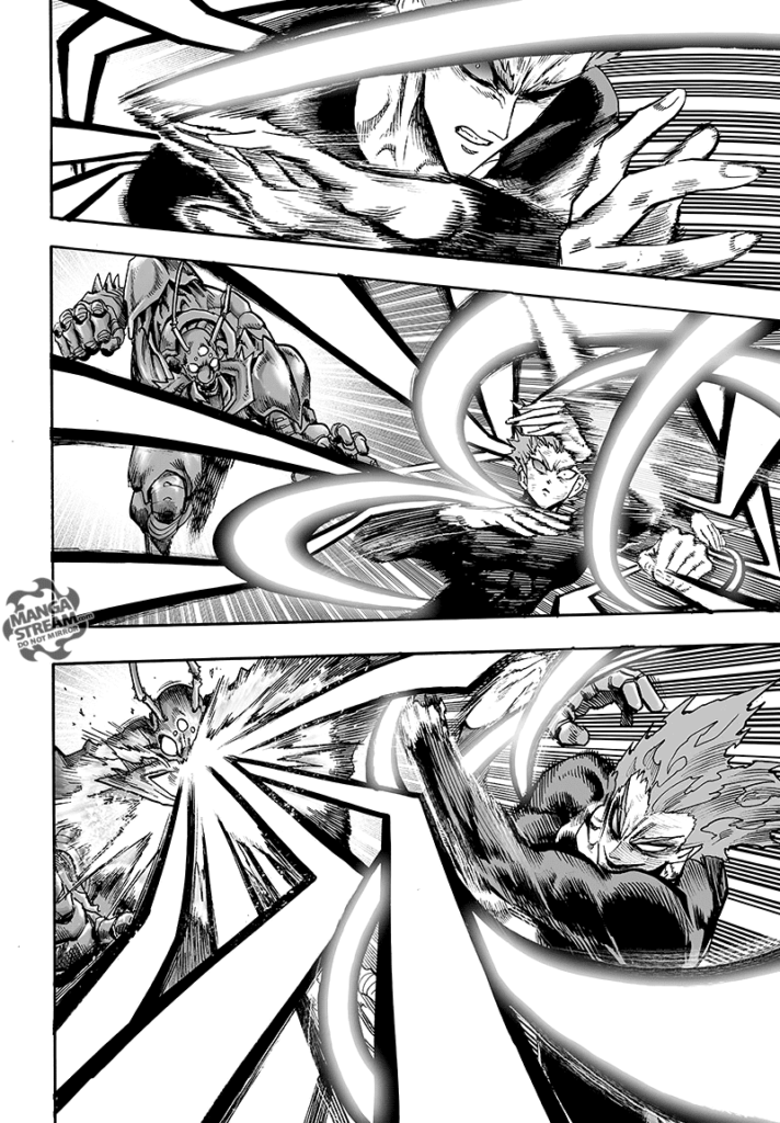 Bug God attacks Garou from behind, but Garou counters and hits him.