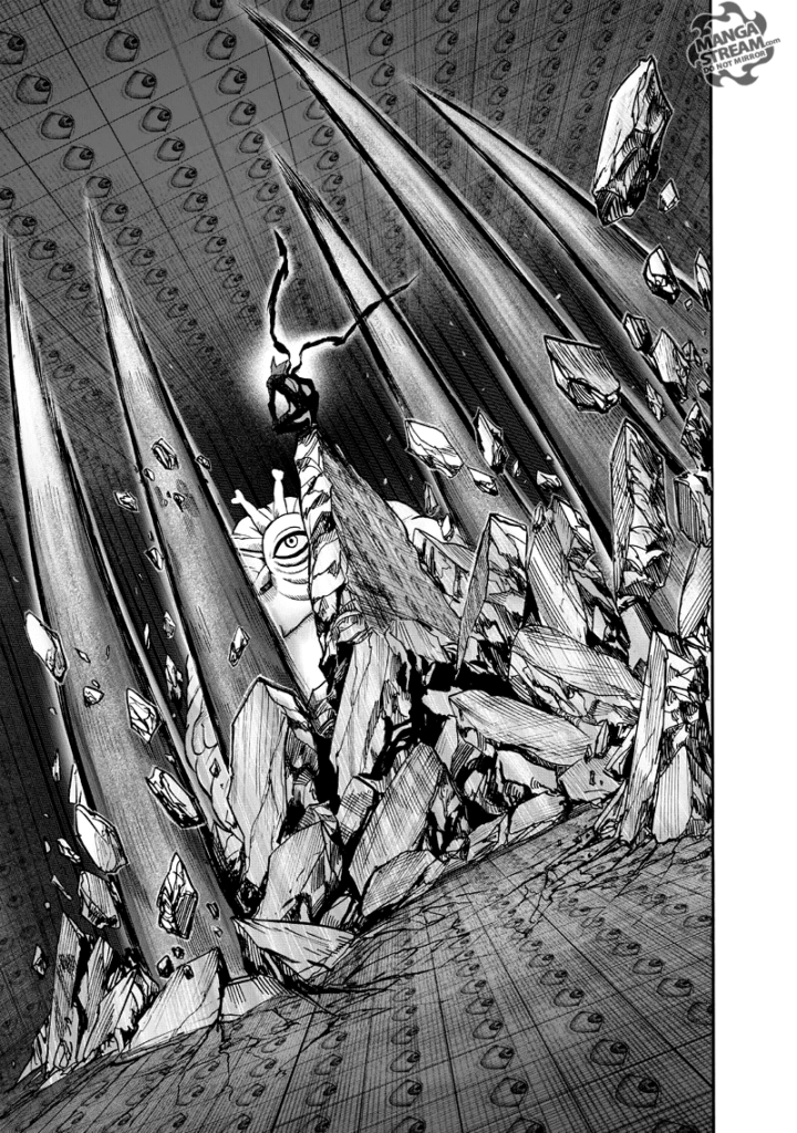 Huge spikes impale the ground surrounding Garou.