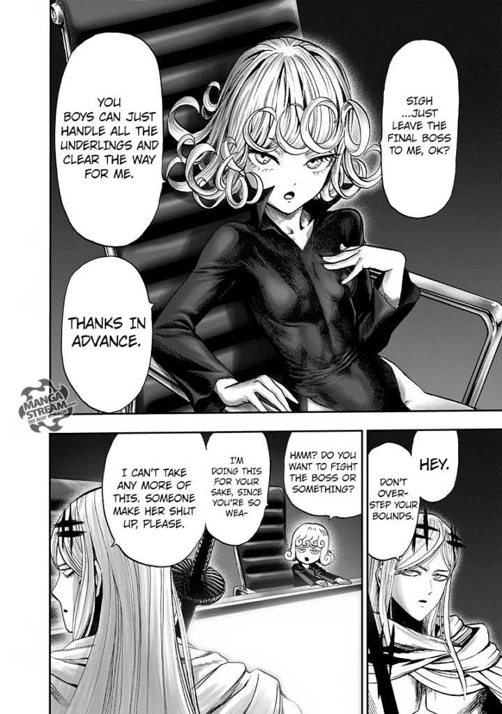 Tatsumaki and Flashy Flash are having a little argument about some methods.