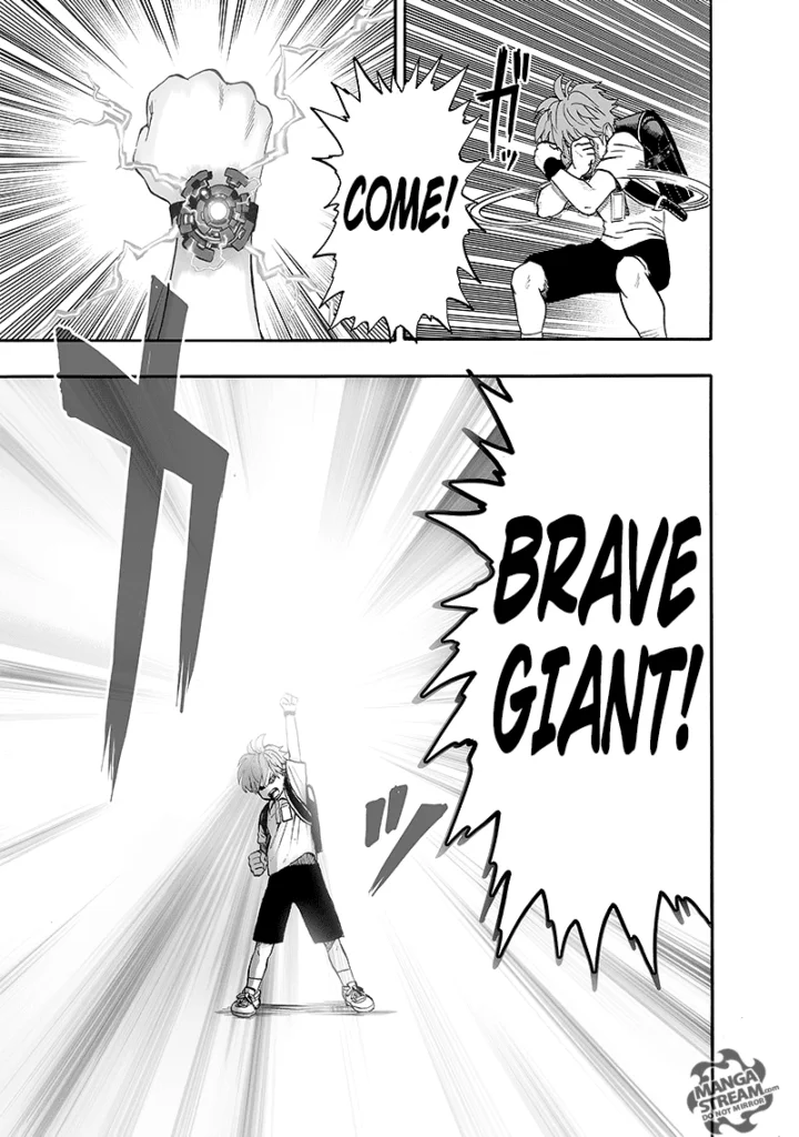 Child Emperor's watch glow as he raises his hand, trying to summon Brave Giant.