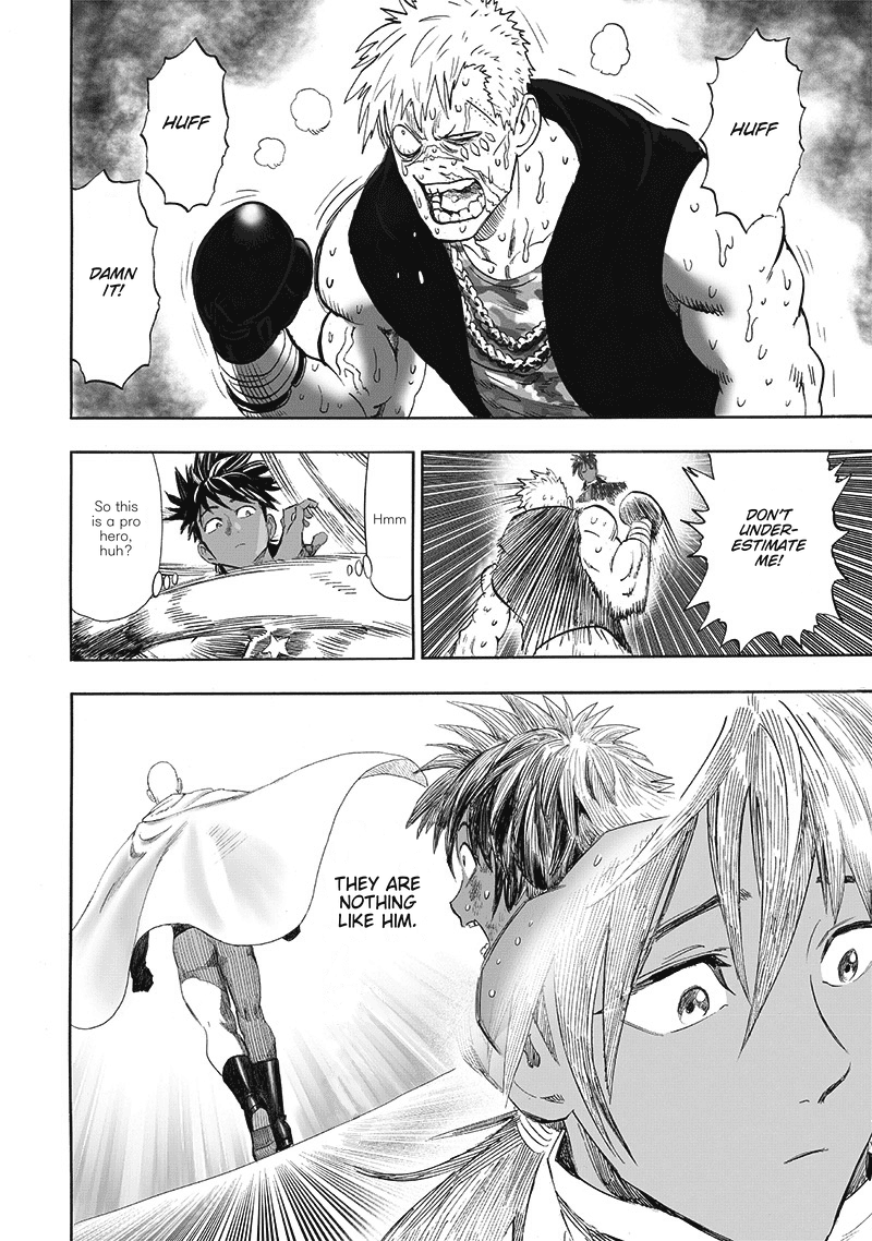 Meanwhile, Mars Leo, the boxer, is tired and sweating. He attacks Suiryu but Suiryu recalls Saitama being way powerful.