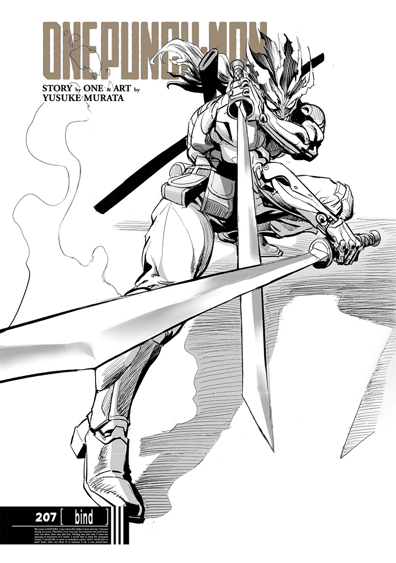 Empty Void wielding two shard blades while making a fighting posture as the cover image of One Punch Man Chapter 207.